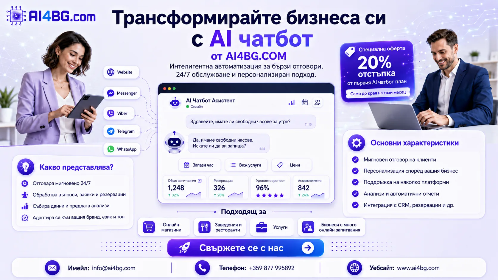 Трансформирайте бизнеса си с AI чатбот от AI4BG.COM