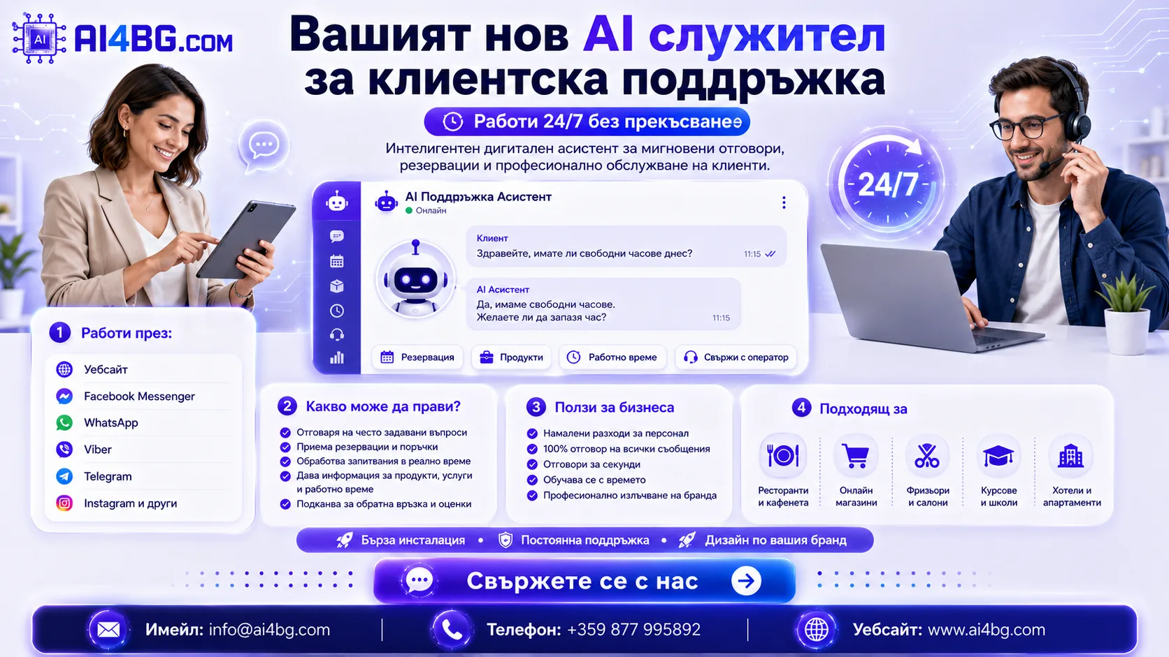 Вашият нов AI служител за клиентска поддръжка: работи 24/7 без прекъсване